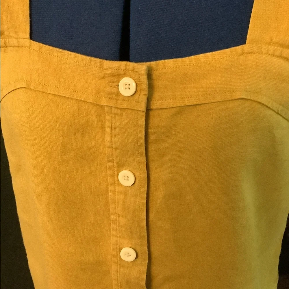 VGUC Everlane Button-Front Picnic Top in Mustard Linen - Picture 2 of 4